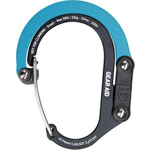 GEAR AID HEROCLIP (Small) Carabiner Gear Clip and Hook, for Hanging Bags, Purses, Lanterns, Strollers, Tools, Helmets, Water Bottles, and More (Black & Blue)