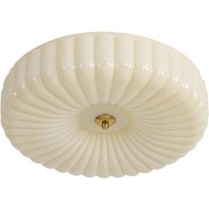 KCO Lighting Round Large LED Flush Mount Ceiling Light Yellow Ribbed Glass Flush Mount Light Mid Century Modern Bedroom Ceiling Lamp Unique Entryway Ceiling Light Fixtures
