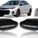 Replacement Mirror Cover Cap for Toyota Corolla 2014-2018,Toyota C-HR 2018-2021,Toyota Avalon 2013-2018,Toyota Venza 2013-2016, 2PCS Side Door View Mirror Covers Caps Clip-on Glossy Black US Model