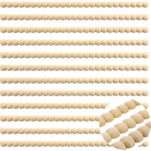 Nuanchu 12 Pcs Decorative Beaded Wood Trim Half Wooden Beads Trim Molding 15. 75 Inch Unfinished 3D Decorative Bead Pearl Wood Molding Cute DIY for Home Wall Cabinet Shelf Window Door (16 mm)