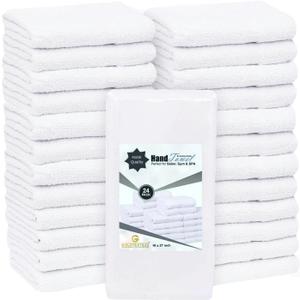 24 Pcs (2 Dozen) White 16x27 Inch Cotton Blend Economy Hand Towels Salon/Gym/Hotel Super use Absorbent Best for Kitchen,Janitorial,Home use Towels