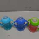 Nuby Clik-It Grip N' Sip Soft Spout No-Spill Training Sippy Cup with Handles - (3-Pack) 10 oz - 4+ Months - Blue/Green/Red