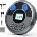 Portable CD Player with Speakers and Headphones:Rechargeable CD Walkman Anti-Skip Protection-CD/MP3/USB/BT Play-Bluetooth Transmit/AUX Car Connection-Personal/Seniors/Travel/Music/Audiobook (GY)