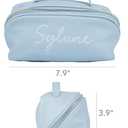 Sylune Classic Makeup Bag  Pebbled Faux Leather Travel Cosmetic Organizer, Water-Resistant Toiletry Bag with Handle, Luxury Gift for Women (Sky Blue)