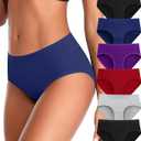 Women's Underwear High Waisted Cotton Briefs Breathable Full Coverage Panties Multipack, XL