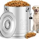 Stainless Steel Dog Food Storage Container,20LB/25LB Airtight Dog Food Storage Container with Lid to Keep Fresh,Easy Clean Large Pet Food Storage Container with Scoop for Cat Food,Chicken Feed,Rice