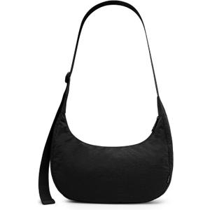 Iioscre Medium Nylon Crossbody Crescent Bag for Women Men, 2 Zippers Crossbody Hobo Bag with Adjustable Strap & Inner Pockets