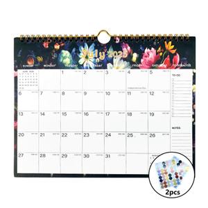 2 x Calendar 2025-2026 - Durable Thick Paper, Includes July 2025 to December 2026, 11 x 8.5 Inches for Home & Office Planning With Holiday Marking Stickers (B)