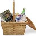The Lucky Clover Trading Co. Bamboo Picnic Basket in Honey with Lid - Small