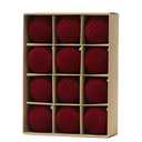 Senjie 3.15inch Burgundy Velvet Christmas Ornaments Balls Flocked Christmas Tree 16PCS Plastic Balls Xmas Hanging Ornaments Decoration Red