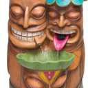 Alpine Corporation - 3-Tiered Colorful Tiki Head Water Fountain, Indoor/Outdoor Tropical Waterfall with LED Lights, for Garden, Patio, Yard, 35" H, 19"L x 19"W x 35"H