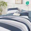 Andency Comforter Set Mineral Blue Oversized King(120"x120")- 7 Pieces Striped Lightweight Bed in a Bag, Soft Reversible Bedding Set with Comforter, Fitted & Flat Sheet, Pillowcases & Shams