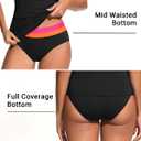 Daci Bandeau Tankini Swimsuits for Women - Two Piece Ruched Tummy Control Bathing Suit Strapless Swimwear with Bottom (Black, L)