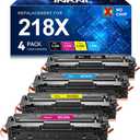 InkNI 218X Toner Cartridges 4 Pack High Yield (No Chip) Replacement for HP 218X W2180X for HP 218A for HP Color Laserjet Pro MFP 3301FDW 3201DW 3301SDW 3301CDW Printer Ink W2180A (4 Pack, B/C/Y/M) (218X Toner No Chip Black Cyan Yellow Magenta)