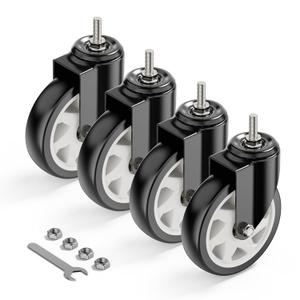HOLKIE Caster Wheels 5 inch with No Brake Stem Casters, 3/8" -16 x 1 (Stem Diameter 3/8", Stem Length 1") Threaded Swivel Casters Set of 4 Heavy Duty Castors Black