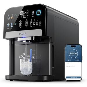 Ecozy Nugget Ice Maker Dispenser, Smart 2-in-1 Pebble Ice Machine Countertop & Water Dispenser with App Control, Self-Cleaning, Auto Lighting, TDS Monitor, Measured Dispensing, 33Lbs/Day (Dark Gray)