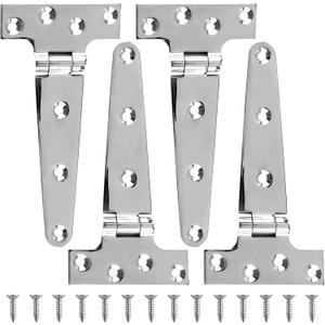 TamBee Stainless Steel Hinges Barn Door Hinges Heavy Duty T-Strap Hinge for Outdoor Outdoor Gate Hinges for Wood 6Inch 4Pcs