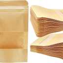 300 Pcs Kraft Bags with Window and Stand Up Paper Pouches Resealable Heat Sealable Bags Zip Lock Food Storage for Home or Office(6 x 4 Inch) (5.90" *3.93: *3.34")