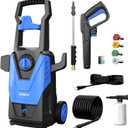 Electric Pressure Washer, 5000PSI 3.2 GPM High Pressure Cleaner with 35 FT Power Cord, 20FT Hose, 4 Nozzles, Foam Cannon, Clean Machine for Car, Patio, Driveway, Home Cleaning (Blue)