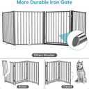No Pawblems Free Standing Dog Gate with Door, 30'' Tall Foldable Dog Fence for Indoor & Outdoor, Up to 104 Inch Extra Wide Puppy Gate for Stairs, Hallways, Doorways, Deck, Yard (Black, 4 Panels)