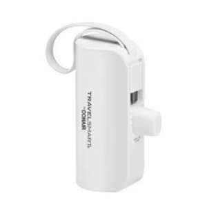 Travel Smart Phone Stand 5000mAh Power Bank: Built-In Cable, Charges 2 Devices