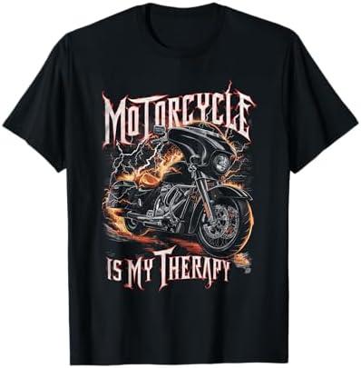 Bikers Street Glide Cool Motorcycle is My Therapy Men Retro T-Shirt Size M