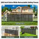 200" Retractable Baby Gates Extra Wide Dog Gates for Doorways, 48" Extra Tall Pet Gate Retractable Dog Gate, Long Baby Gate Retractable Fence Outdoor, Driveway Gate Retractable Garage Gate, Black
