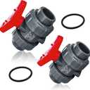 2PCS PVC Union Ball Valve, 1" Inch (DN25) True Union Full Flow Ball Valve, ASTM EPDM O-ring, Slip Socket Ball Valve with Full Port for Water System