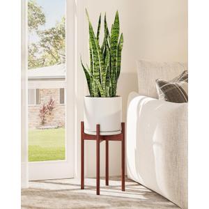 GENTINGBRO Adjustable Plant Stand Indoor, Bamboo Plant Stand Fits 8 9 10 11 12 Inches, Small Corner Planter Holder for Indoor Plants, Single Floor Plant Stands for Living Room Balcony, Reddish Brown Tall