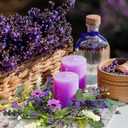 6 Pcs Mini Lavender Candle Rings Wreaths Purple Daisy Pillar Holder Small Wreath Artificial Wild Flower Spring Summer Floral Wreath for Farmhouse Porch Front Door Cabinets Table Decoration