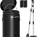 Snagle Paw Metal Dog Pooper Scooper Set,Poop Scooper for Large/Small Dogs with 38.2" Long Handle Tray & Spade,12L Dog Poop Trash Can for Yard with OdorLock Lid & Carbon Filter, Includes 40 Waste Bags