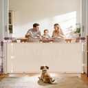 78" Retractable Extra Wide Baby Gates for Doorways, Long Mesh Dog Gate for Large Openings, Indoor Outdoor Pet Gate for Deck Porch Kitchens Hallways, 34" Height, Beige