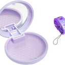 Retainer Holder with Mirror & Lanyard, Compact Night Guard Case with Vent Holes, Partial Denture Container for Purse, Portable Aligner Box Compatible with Invisalign (Purple)