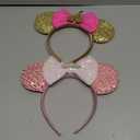 DRESHOW Mouse Ears Bow Headbands Minnie Ears Headband Glitter Party Decoration Cosplay Costume for Women, Pack 2