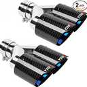 YDES 2.5 Inch Inlet Set of Carbon Fiber Car Exhaust Tips Fit for 2.5 Inch 63mm Exhaust Pipe (2pcs) Blue