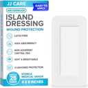 JJ CARE Waterproof Adhesive Island Dressing [Pack of 25], 4 x 8 Sterile Bordered Gauze, Breathable Island Wound Dressing, Individually Wrapped Adhesive Gauze Bandages with Non-Stick Central Pad