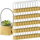 WXYWLIFB 50PCS Succulents Wraps,Succulent Gift Bags with Handles,Mini Kraft Paper Succulent Gift Box Basket for Wedding,Baby Shower,Succulent Plants Party Favors for Guests(Fits 2 Inch Pots)