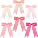 48 Pcs Christmas Tie Bows Pastel Satin Ribbon Bows with Twist Tie Craft for Christmas Tree Gift Wrapping Wedding Birthday Baby Shower (5 x 7 Inch,Pink)