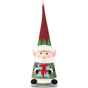 45INCH Christmas Decor, Elf with LED Lights, Elf Decorations Gift for Xmas, New Year, Winter, Outdoor Indoor Home Office Decorations(Red and Green)