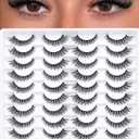 False Eyelashes 20 Pairs Wispy Lashes Faux Mink Lashes 14mm 3D Fluffy Cat Eye Lashes style 20-061)