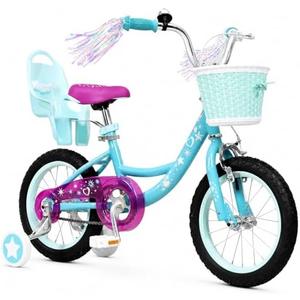 Yventix 14 16 Inch Kids Bike Girls Toddle Bicycle Ages 3-7 Training Wheels | High Carbon Steel Frame, Training Wheels, Basket, Doll Seat, Hand & Coaster Brakes, Chain Guard, Adjustable Seat & Handlebar