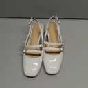 Coutgo Womens Mary Jane Chunky Low Heels Slingback Pumps Closed Square Toe Wedding Dress Shoes (6.5, White)