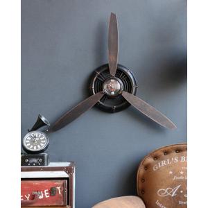 Metal Wall Decor Art Antique Airplane Propeller Aviation Wall Clock for Living Room Bedroom Rustic Wall Sculptures Brown 29.526.4 inches