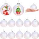 Aneco 12 Pcs Christmas Iridescent Ornaments Balls, 4 Inch Plastic Clear Ball with Fishing Line, Hanging Fillable Balls Ornament for Crafts DIY Xmas Tree Decor
