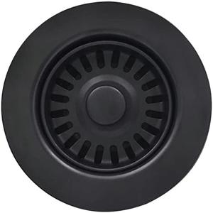 EADOT 3-1/2 Inch Polymer Black Sink Drain Assembly with Basket Strainer and Stopper for Granite or Fireclay Kitchen Sinks