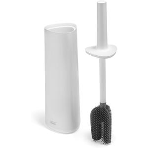 Joseph Joseph Flex 360, Advanced Smart Toilet Brush and Storage Holder Set with Anti-drip, Anti-Clog, Triple-Action Replaceable Brush Head - White