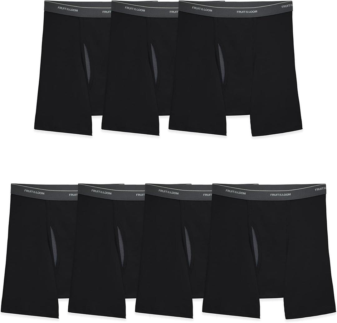 Fruit of the Loom Men's Coolzone Boxer Briefs, Moisture Wicking & Breathable (Large, 7 Pack - Black)