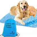INSPECTOR TAIL Self Cooling Mat for Dog + Free String Bag/Washable & Portable Pet Soft Pad for Indoor or Outdoor/Perfect as Blanket for Kennel Sofa Bed Floor Car/Blue (Blue- 39.37" x 27.16")
