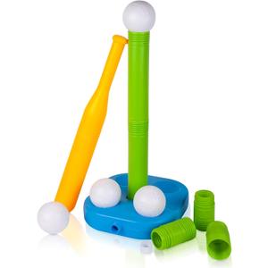 Liberry Adjustable T-Ball Set for Kids and Toddlers, Includes Kids Baseball Bat, Adjustable Height Tee Ball Stand, 4 Balls and Weighted Base, Sports Game Toy Gift for Boys Girls (Green)