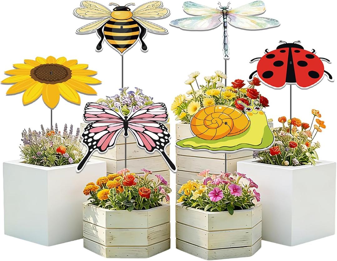 6 Pack Corrugated Plastic Plant Umbrellas for Outdoor Small Plants, Garden Plant Shade Cover for Potted Plants, Plant Sun Shade Umbrella for Patio and Garden (Flower Style)